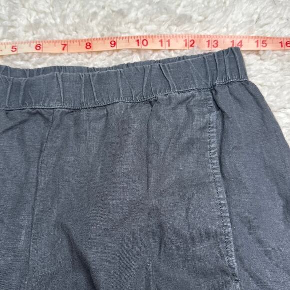 Eileen Fisher 100% Organic Linen Black Cropped Pullon Elastic Waist Pants Petite - Picture 6 of 9